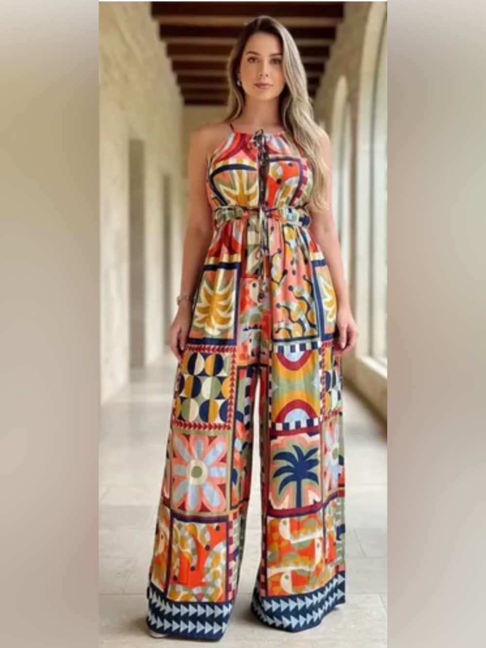 Farm Rio Halter Cut Out Halter Jumpsuit - Picture 3 of 11